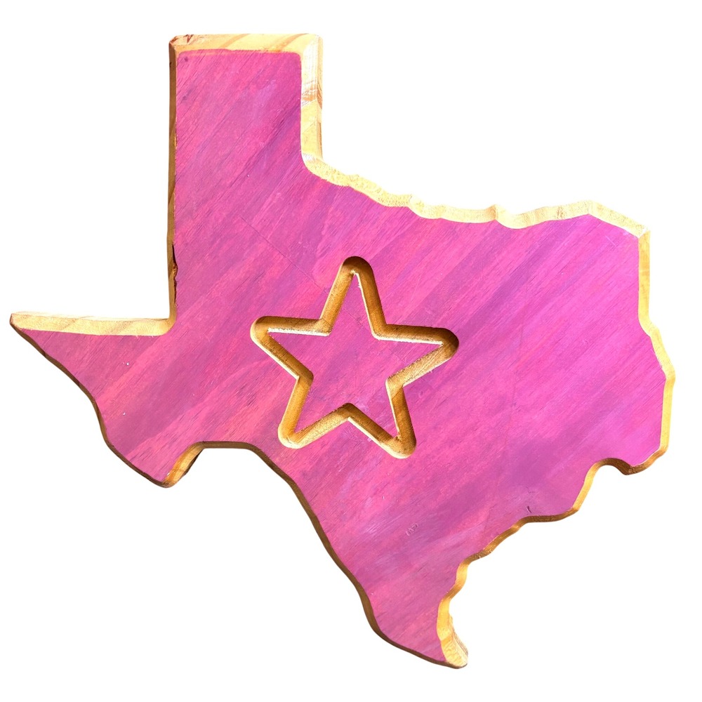 Texas Wood Cutout Star Decor‎ Painted Pink Teen Challenge of Texas